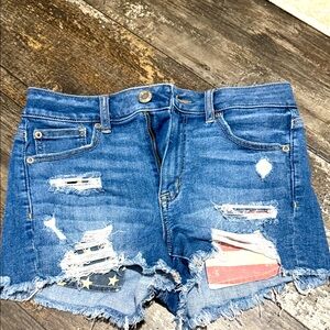 Distressed Blue Denim Shorts